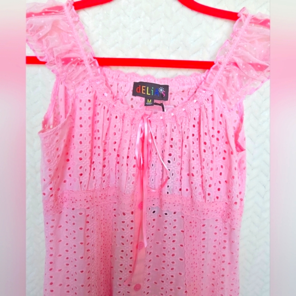 DOLLS KILL - Delia's Pink Eyelet Maxi Dress
